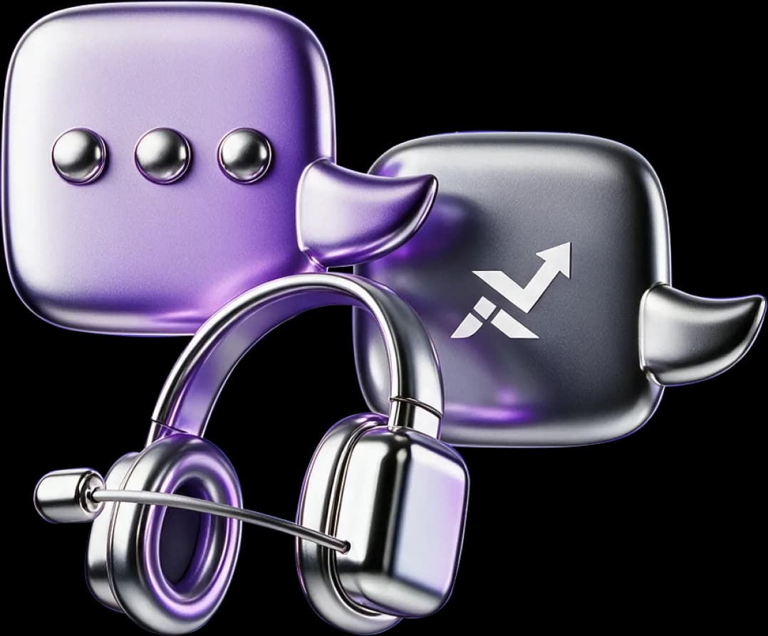 Chat bubbles and a support headset