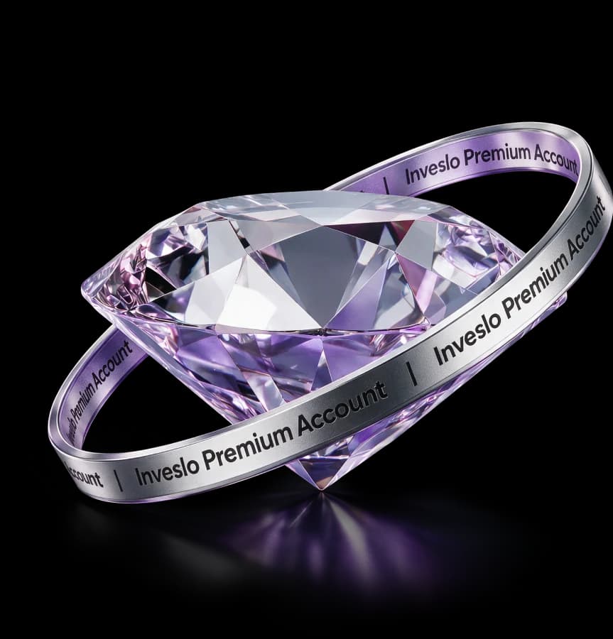 Violet diamond circled by an "Inveslo Premium Account" ring
