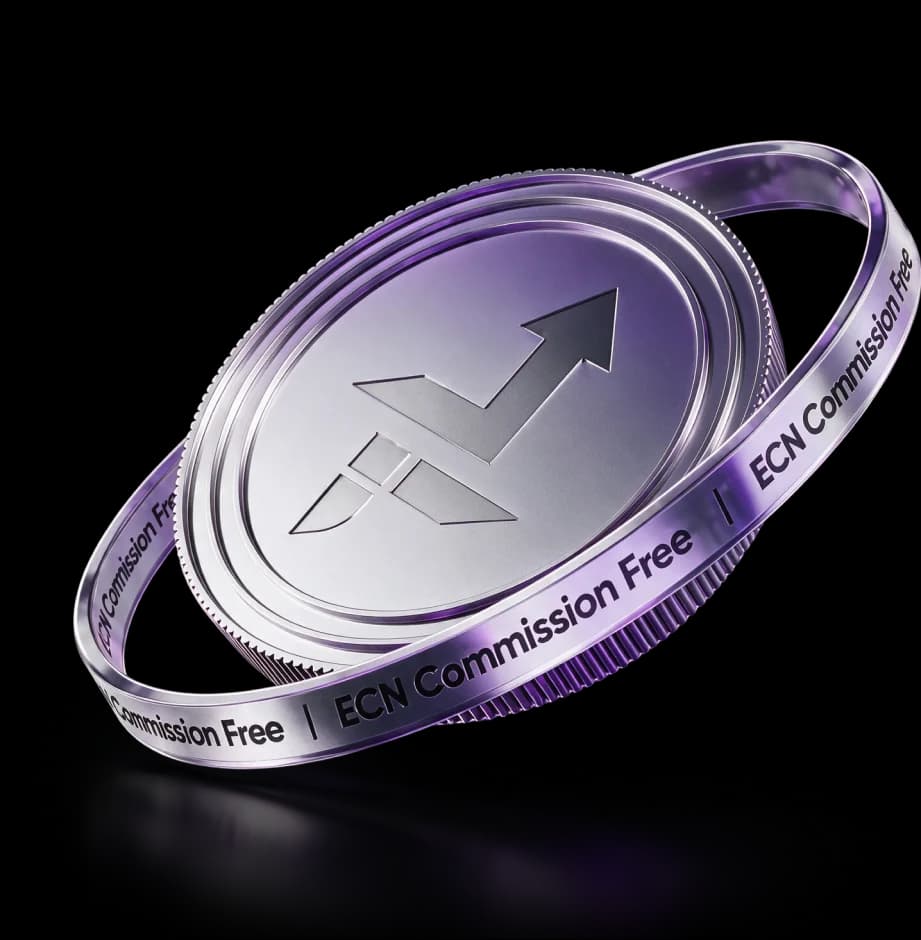 Silver Inveslo coin circled by an "ECN Commission Free" ring